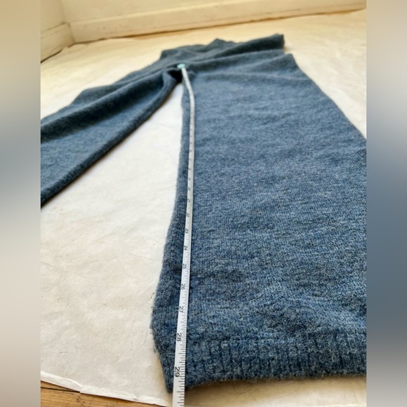 MNG Mango Elastic Waist Wide Leg High Rise Blue Pull On Sweater Knit Pants Sz S - Picture 4 of 8